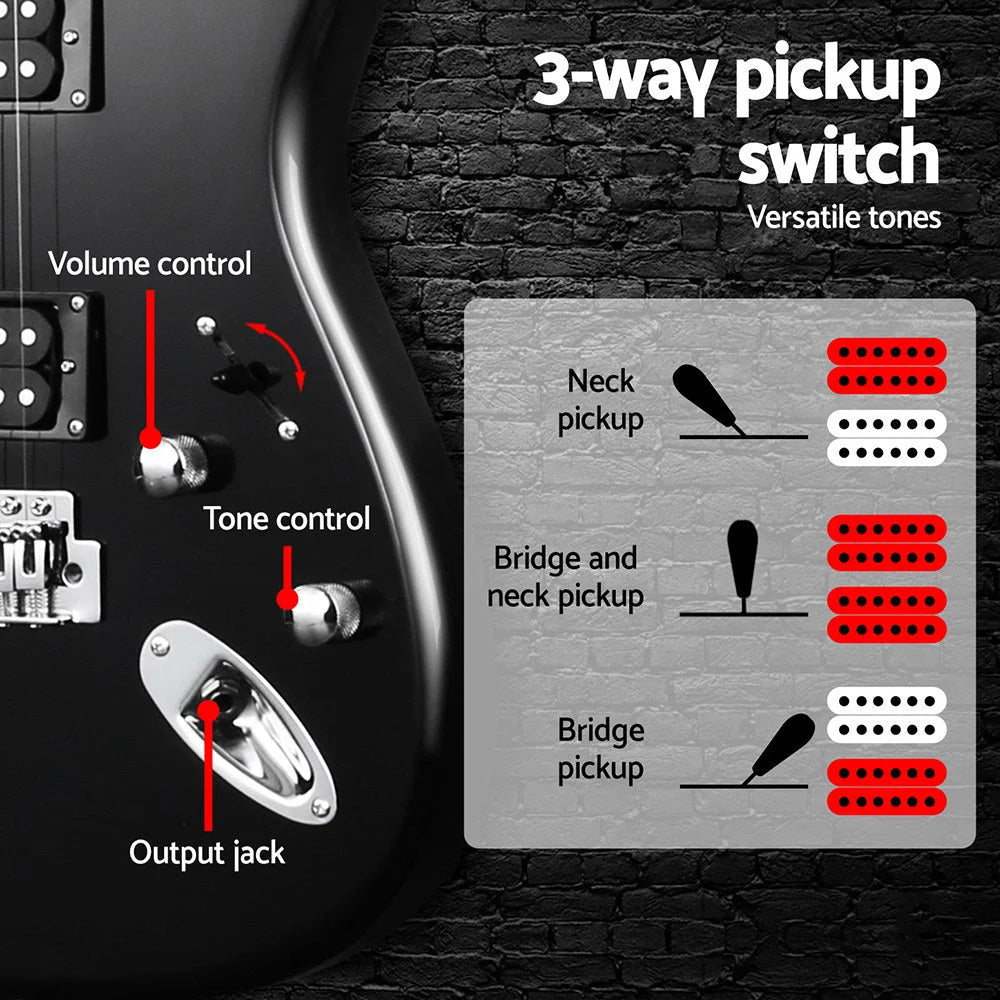 Alpha electric guitar with music string instrument 20w amplifier