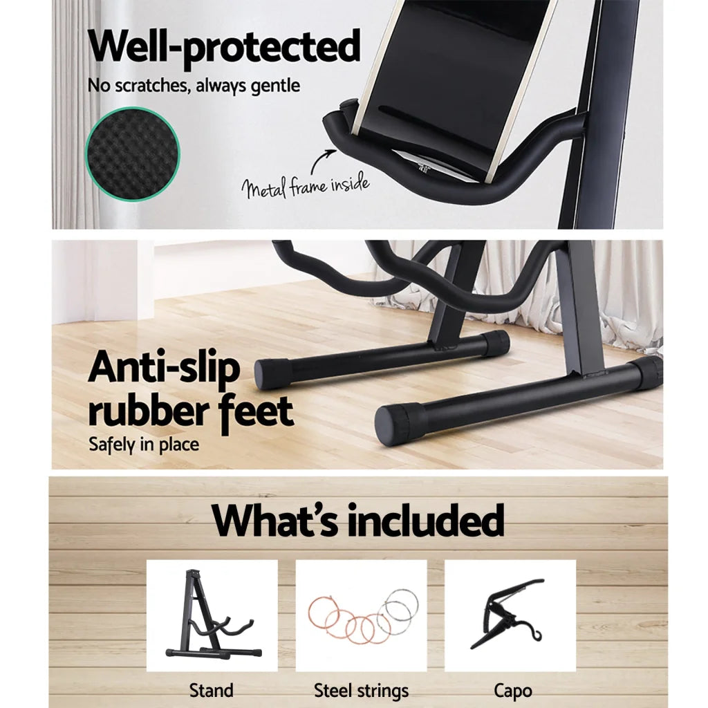 ALPHA Folding Acoustic Guitar Stand Bass Floor Rack Holder