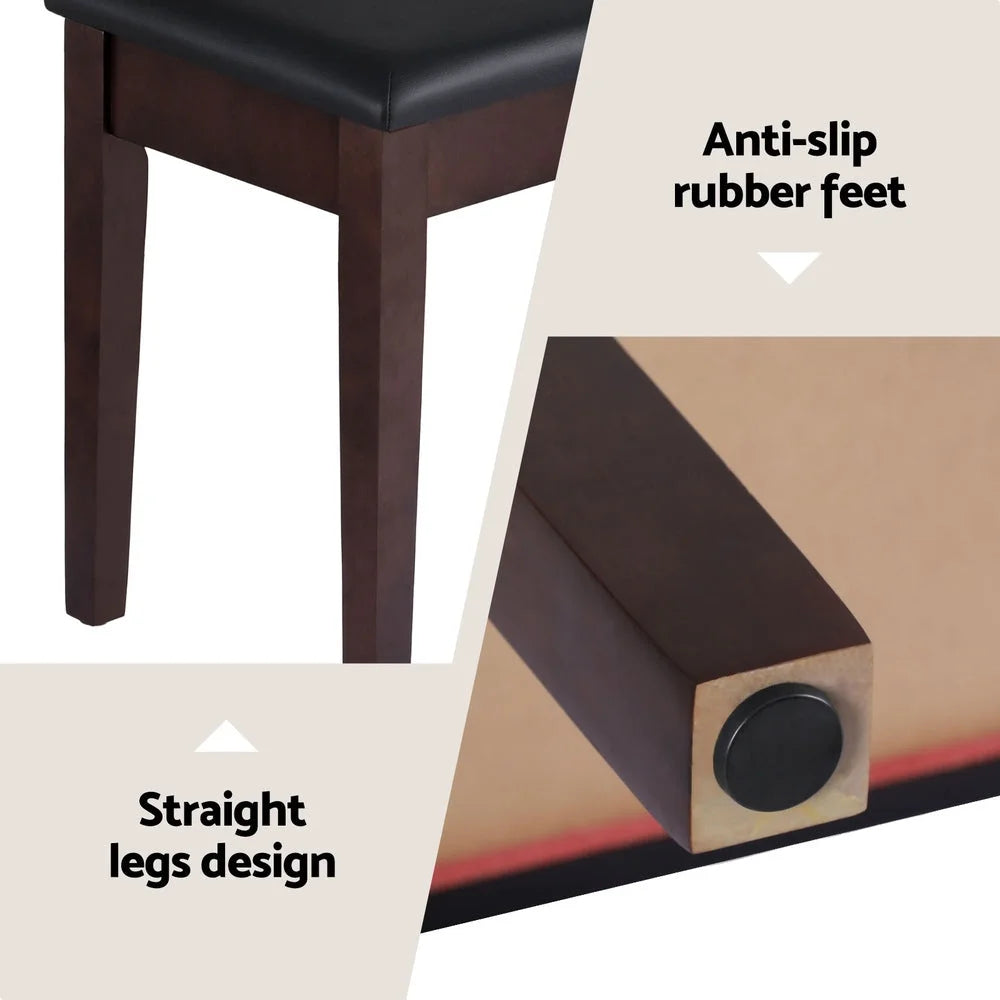 Wooden alpha piano bench with boxed accessories and matching pieces