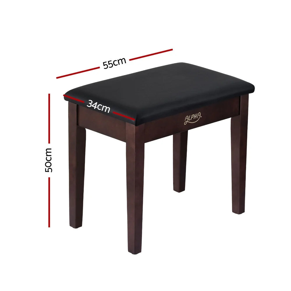 Wooden alpha piano bench with useful parts and product scale
