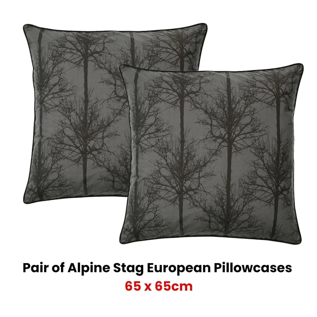 Alpine Stag Taupe European Pillowcases - Pair - Home &