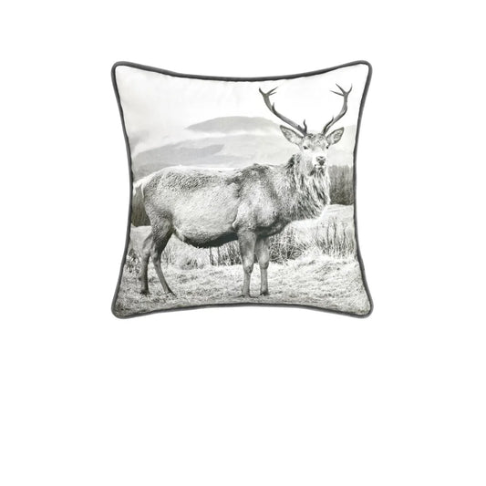 Alpine Stag Taupe Jacquard Square Velvet Filled Cushion