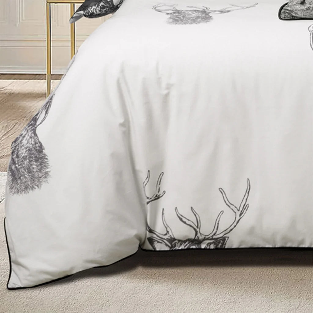 Alpine Stag Taupe Polyester Cotton Quilt Cover Set - Queen