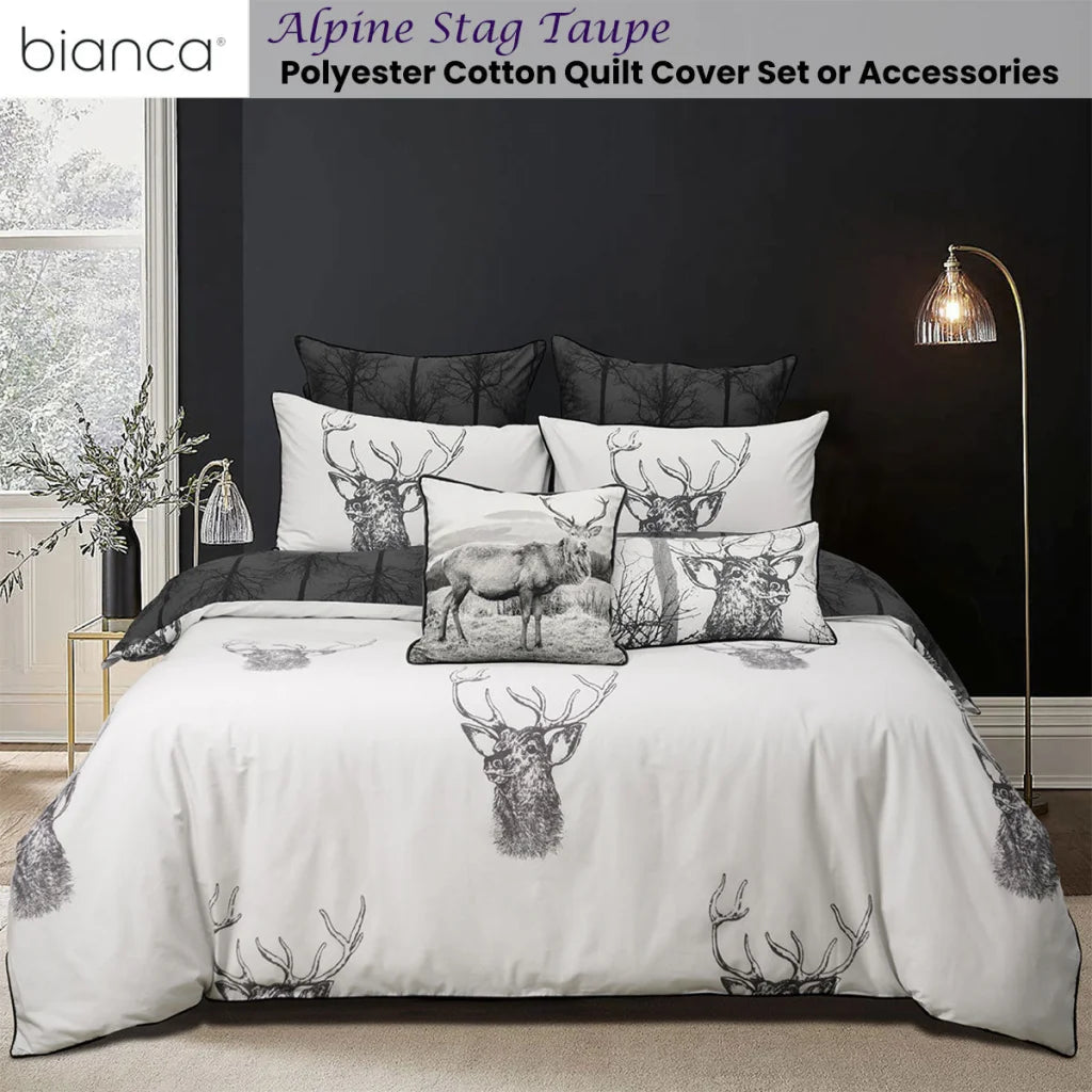 Alpine Stag Taupe Polyester Cotton Quilt Cover Set - Queen