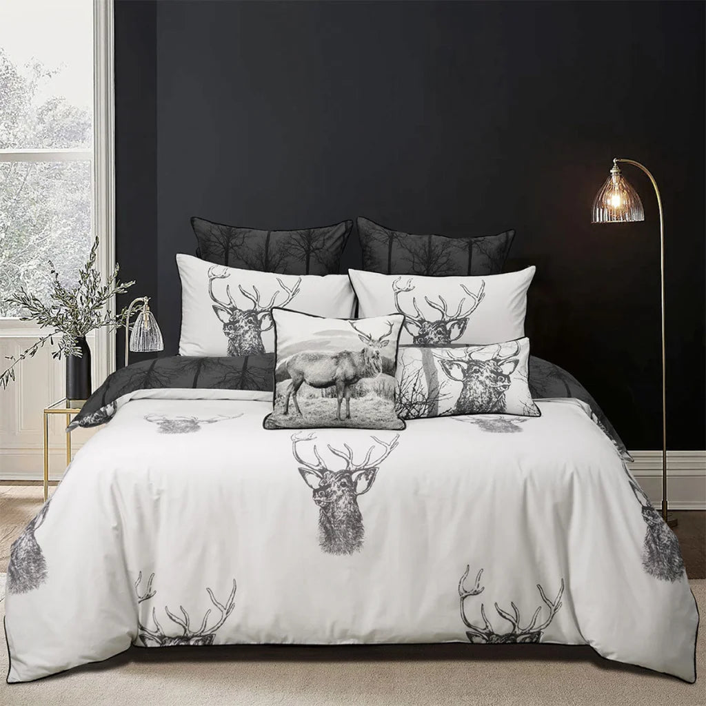 Alpine Stag Taupe Polyester Cotton Quilt Cover Set - Queen