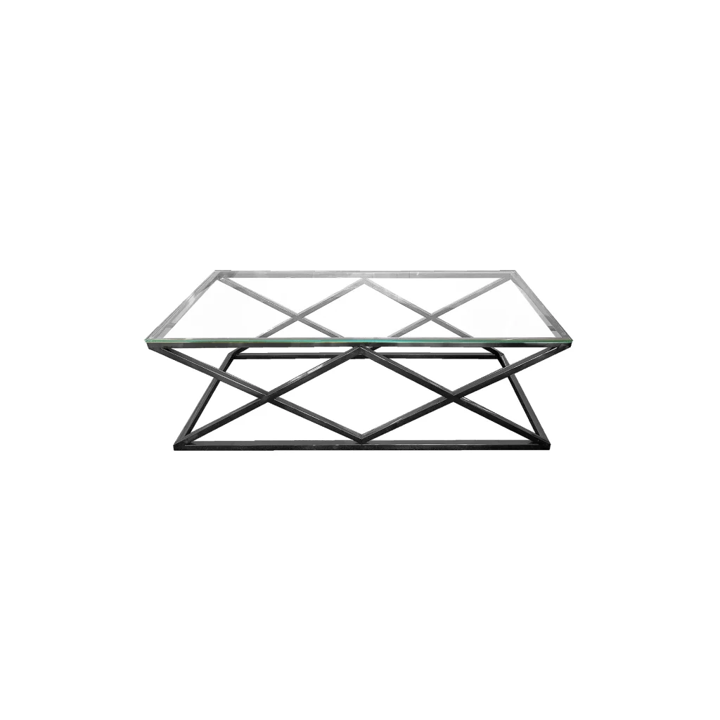 Alsea Coffee Table Black Base - Clear Glass - Furniture >