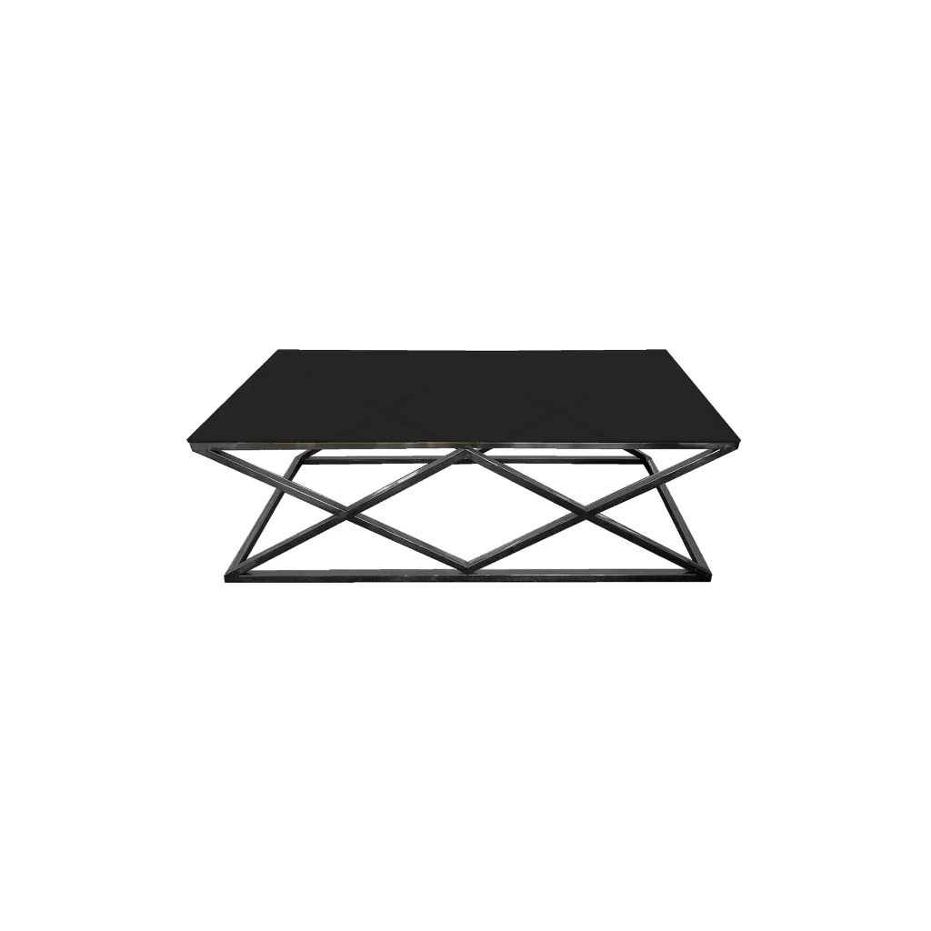 Alsea Coffee Table Black Base - Black Glass - Furniture >