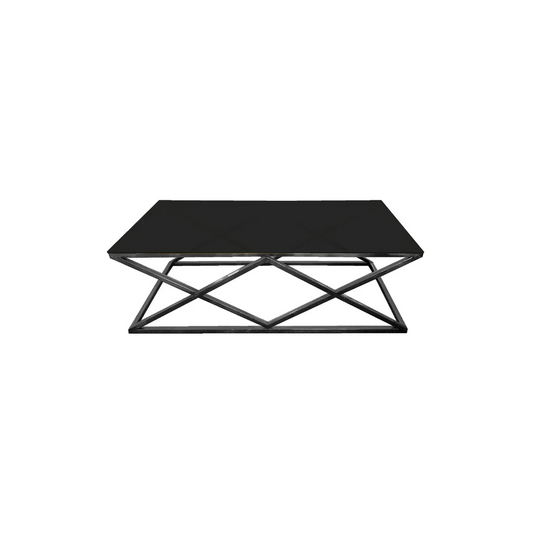 Alsea Coffee Table Black Base - Black Glass - Furniture >