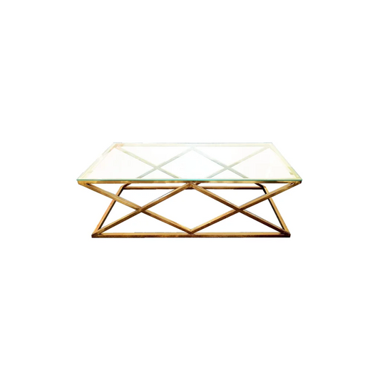 Alsea Coffee Table Gold Base - Clear Glass - Furniture >