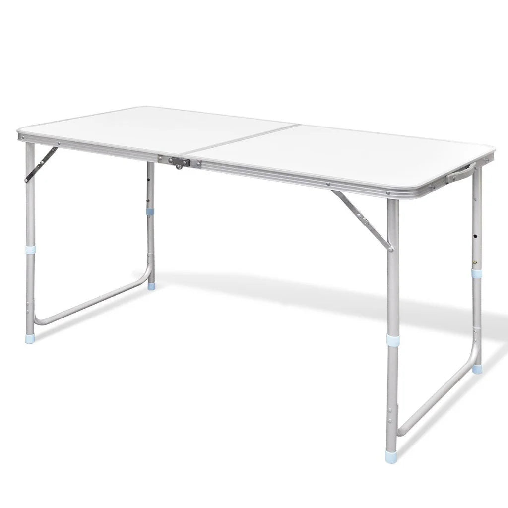 White aluminium folding portable camping with shape details and included parts