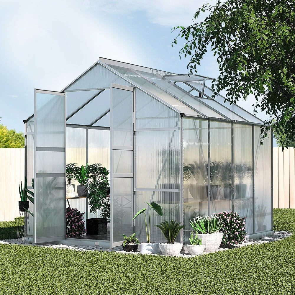Aluminium Greenhouse Polycarbonate Garden Shed 2.4x2.5M