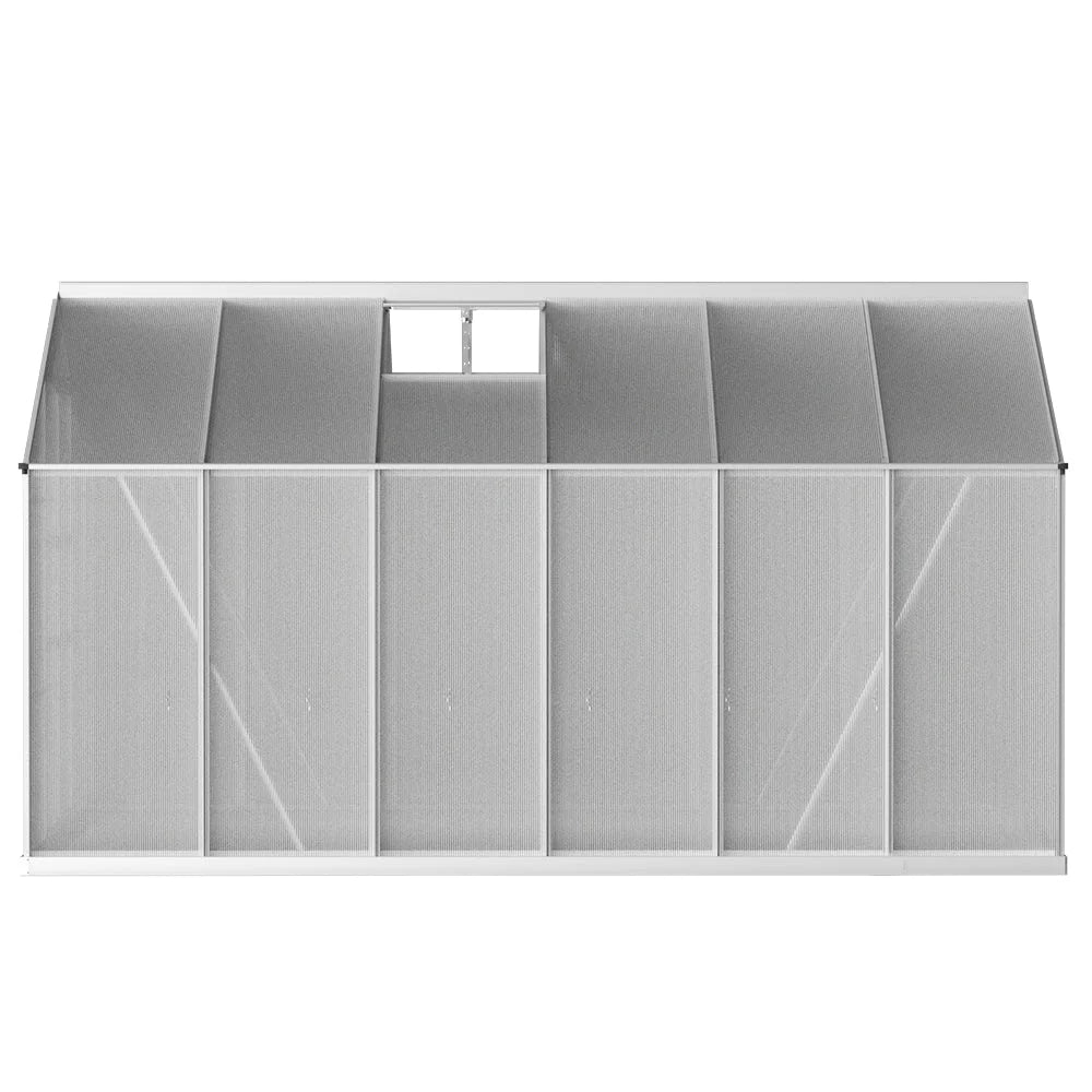 Aluminium Greenhouse Polycarbonate Garden Shed - 3.7x2.5M