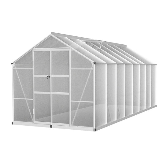 Aluminium Greenhouse Polycarbonate Garden Shed - 4.7x2.5M
