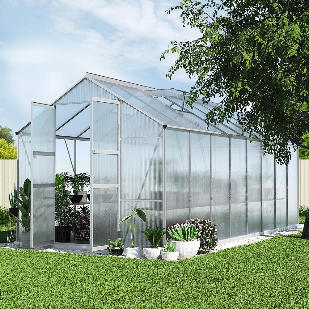 Aluminium Greenhouse Polycarbonate Garden Shed - 4.7x2.5M