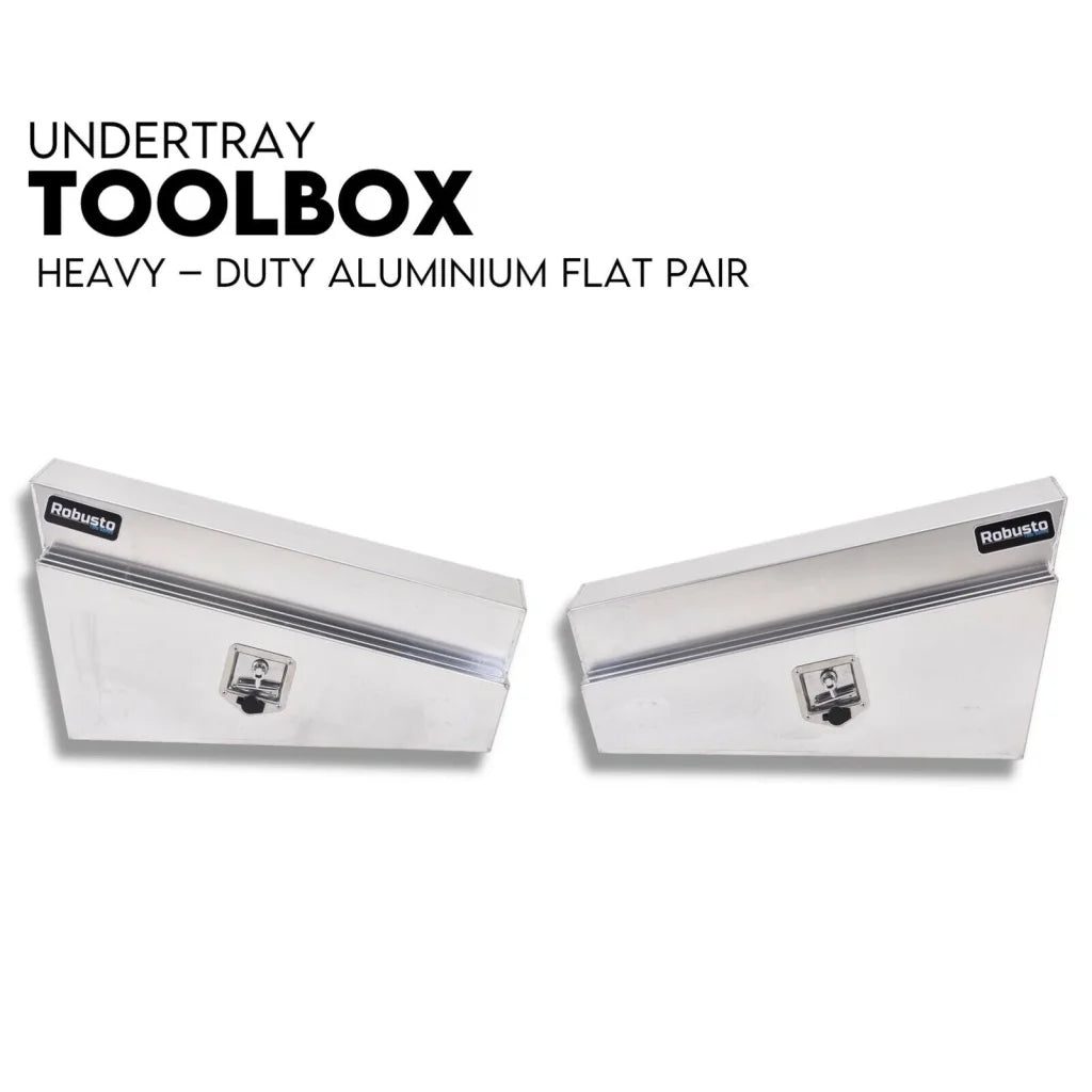 Aluminium Under Tray Tool Box Pair Set Underbody 900mm