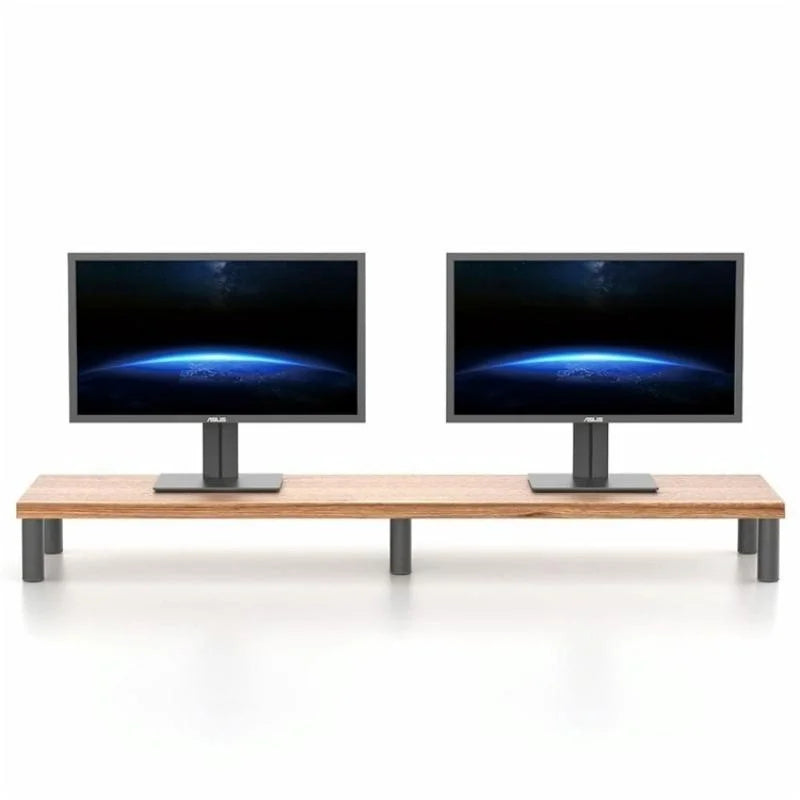 Aluminum Alloy Desktop Monitor Stand With Wooden Plate Riser-1964932360696893444