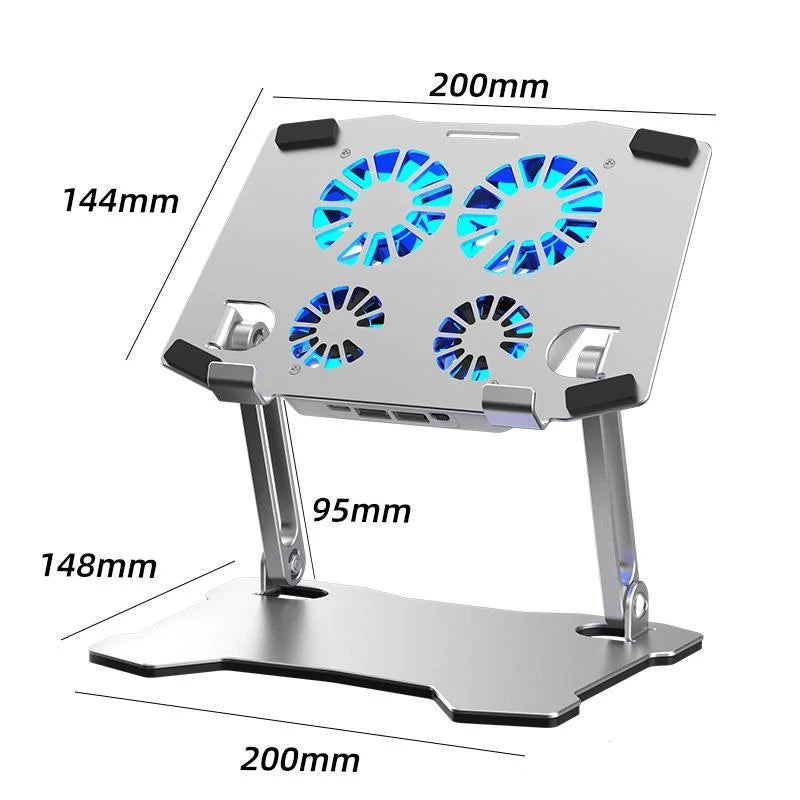Aluminum Laptop Cooling Stand With 4 Fans-1964932361061797894