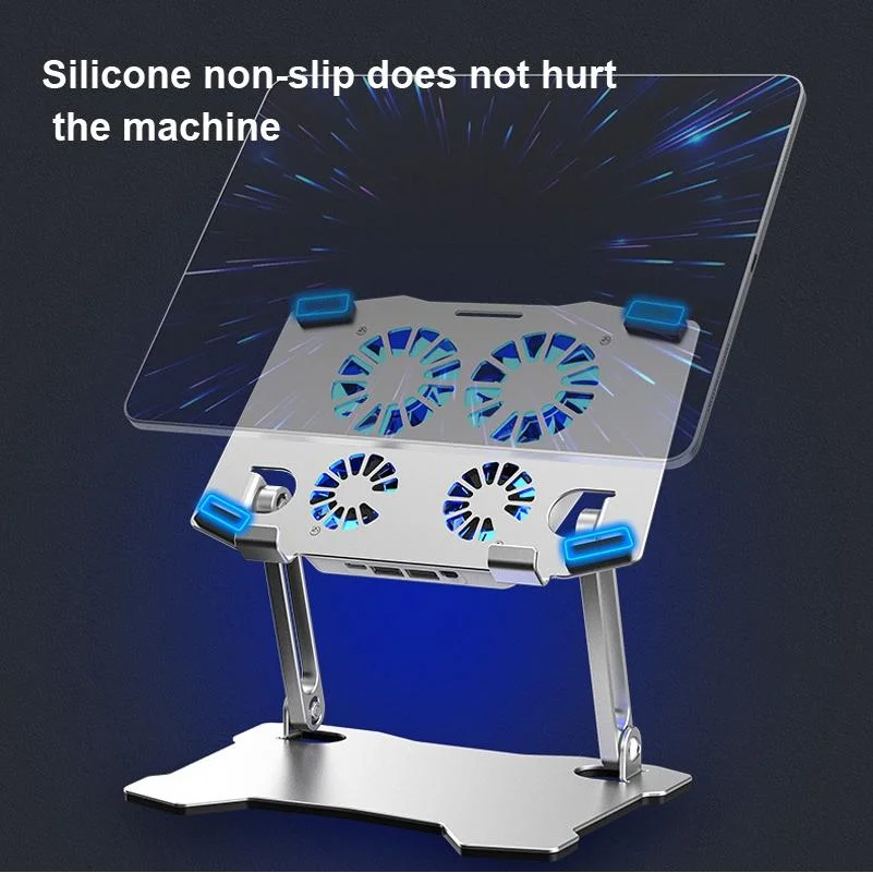Aluminum Laptop Cooling Stand With 4 Fans-1964932361061797893