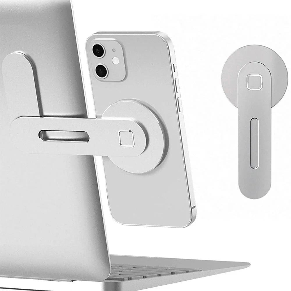 Aluminum Magnetic Phone Stand for Laptop Expansion - Silver
