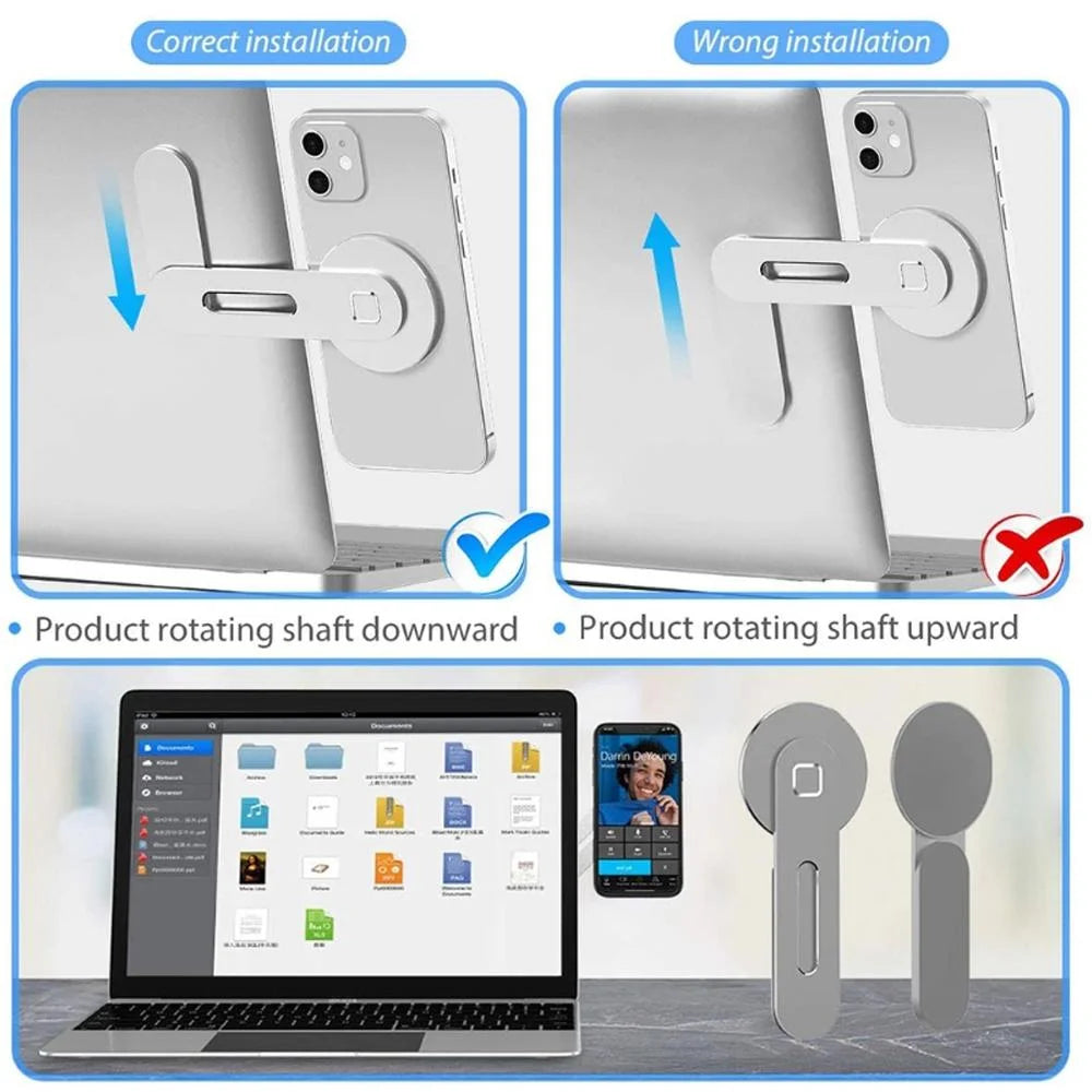 Aluminum Magnetic Phone Stand for Laptop Expansion - Silver