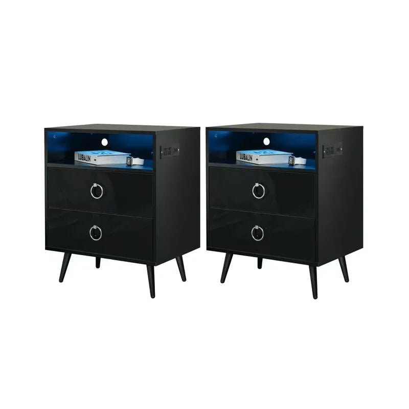 Amelia Modern LED Bedside table with USB and power socket