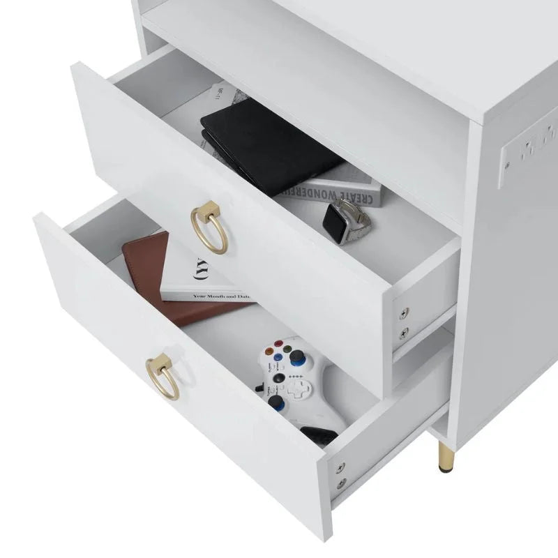 Amelia Modern LED Bedside table with USB and power socket