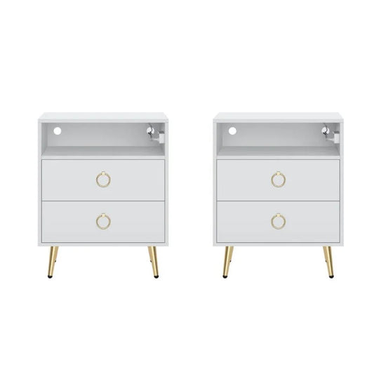 Amelia Modern LED Bedside table with USB and power socket