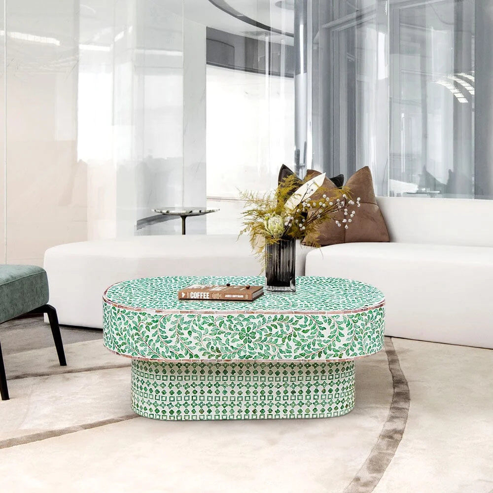 AMELIA OVAL MOTHER OF PEARL COFFEE TABLE - Furniture >