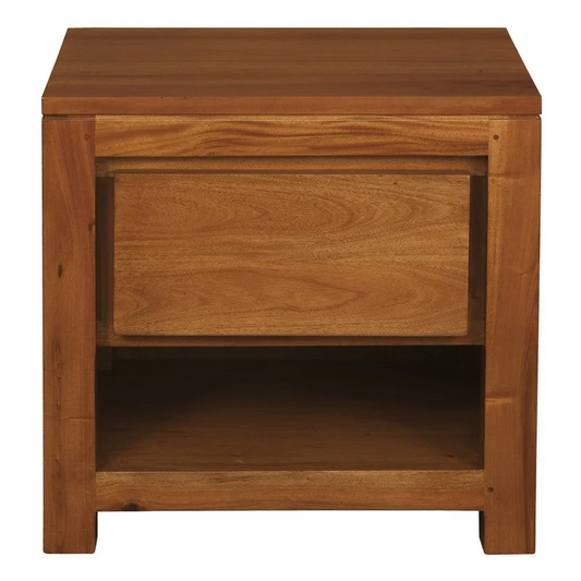 Amsterdam Solid Mahogany Bedside Table 1 Drawer - Light