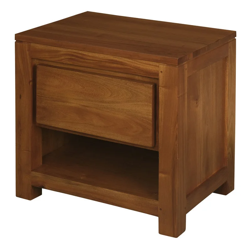Amsterdam Solid Mahogany Bedside Table 1 Drawer - Light