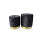 Amy Storage Foot Stools Set of 2 - Black / Gold - Furniture