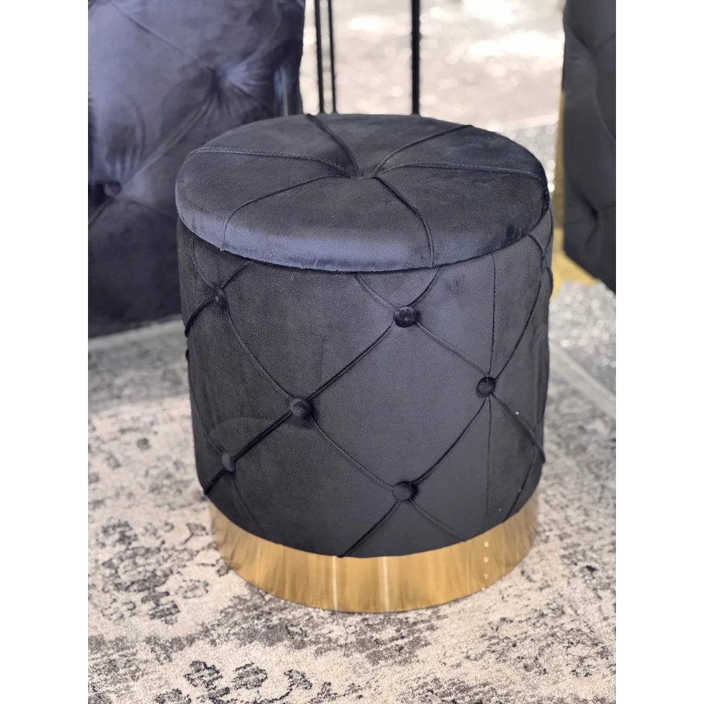 Amy Storage Foot Stools Set of 2 - Black / Gold - Furniture