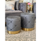 Amy Storage Foot Stools Set of 2 - Gray / Gold - Furniture