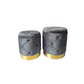 Amy Storage Foot Stools Set of 2 - Gray / Gold - Furniture