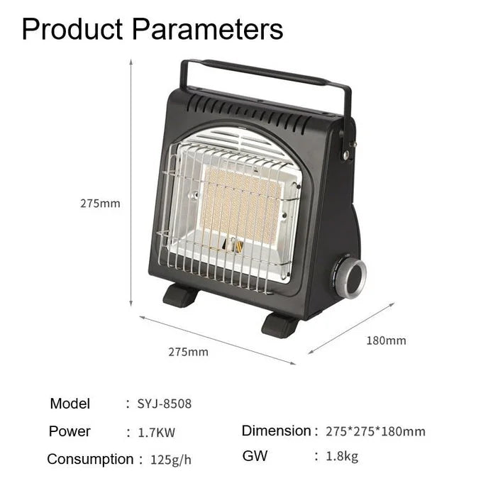 AMZ 1700W 2-in-1 Portable Outdoor Camping Butane Gas Heater