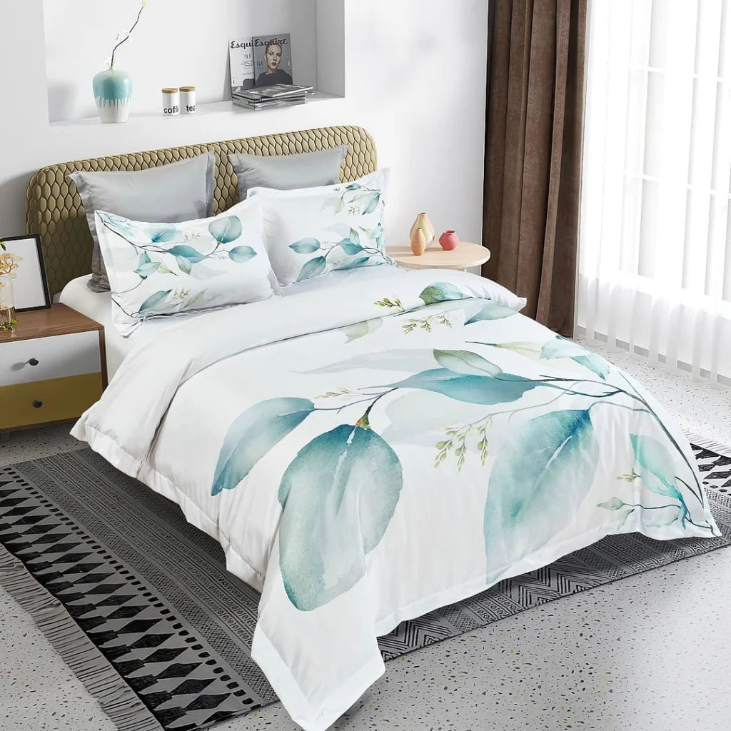 Angelis Leaves Quilt Cover Set - Super King Size - Home &