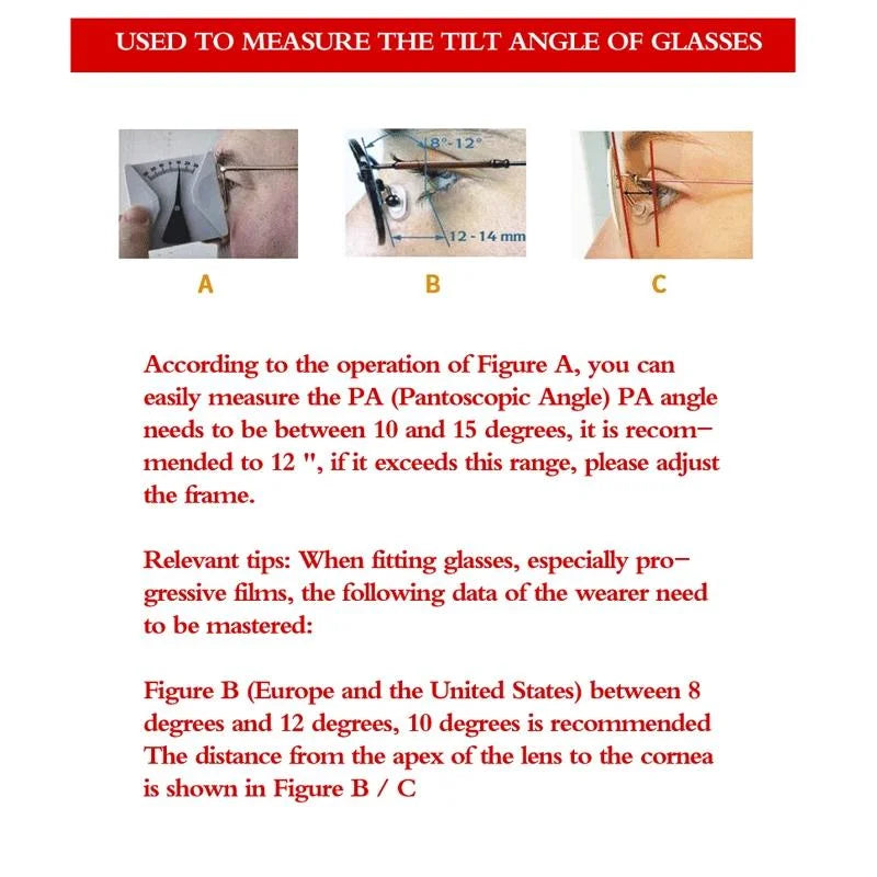 Angle Measuring Protractor for Glasses - Inclination Plate