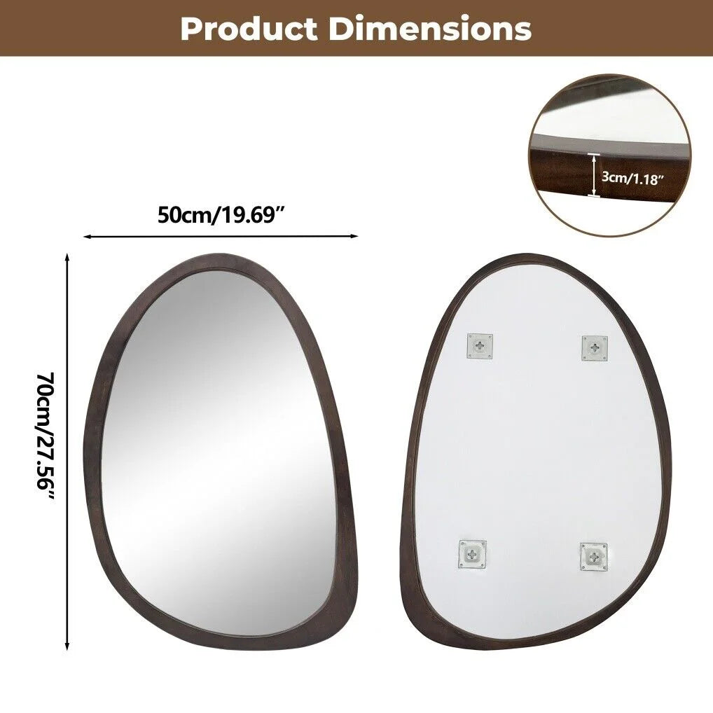 Antique Wooden Wall Mirror HD Odd Shaped Home Dcor 50x70cm
