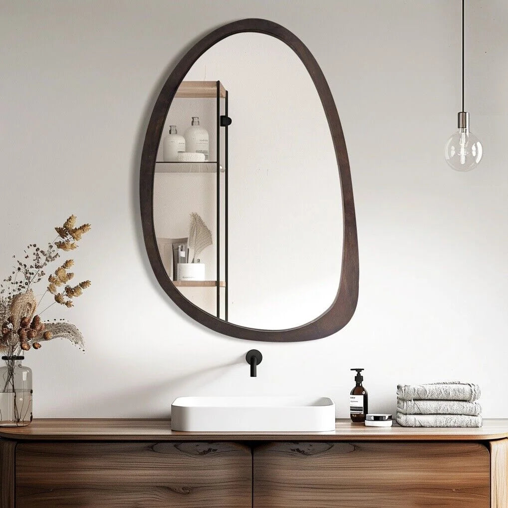 Antique Wooden Wall Mirror HD Odd Shaped Home Dcor 50x70cm