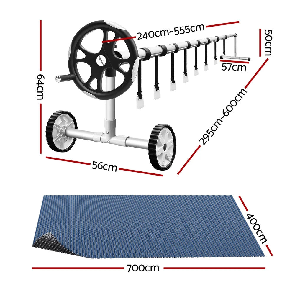 Aqua Buddy Pool Cover 600 Micron 7x4m w/ Roller 5.55m
