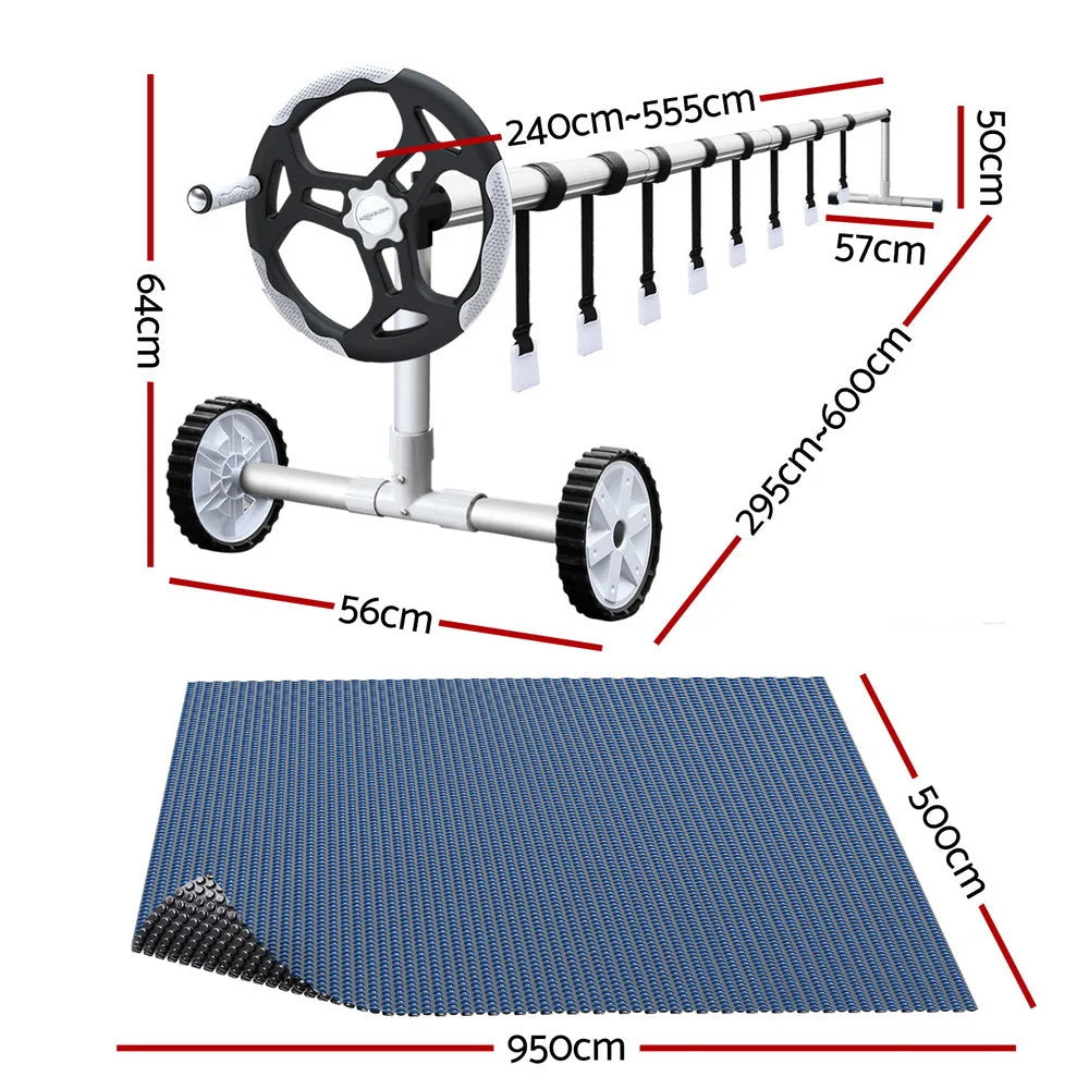 Aqua Buddy Pool Cover 600 Micron 9.5x5m w/ Roller 5.55m