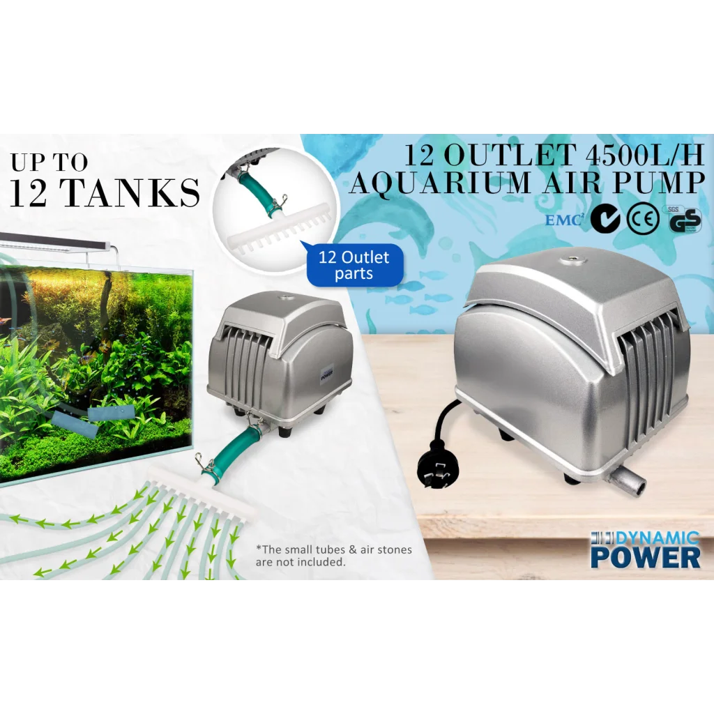 Aquarium Air Pump Oxygen Hydroponic 12 Outlet 4500L/H 65W