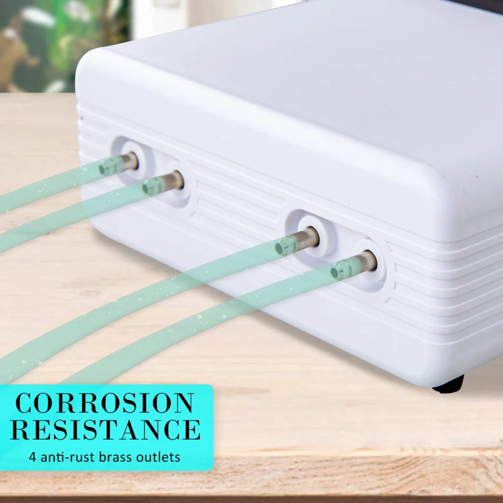 Aquarium Air Pump Oxygen Hydroponic 4 Outlet 670L/H 8W
