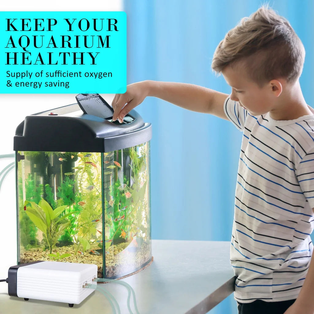 Aquarium Air Pump Oxygen Hydroponic 4 Outlet 670L/H 8W