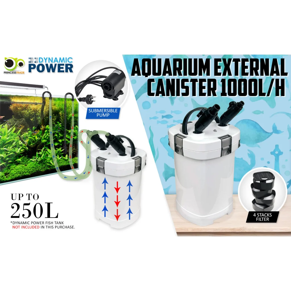 Aquarium External Canister Filter 1000L/H - Dynamic Power