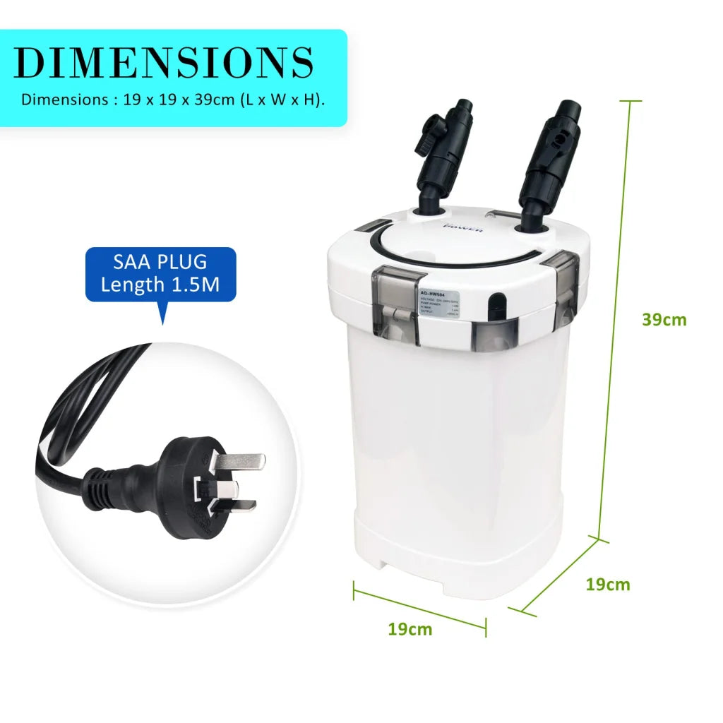 Aquarium External Canister Filter 1000L/H - Dynamic Power