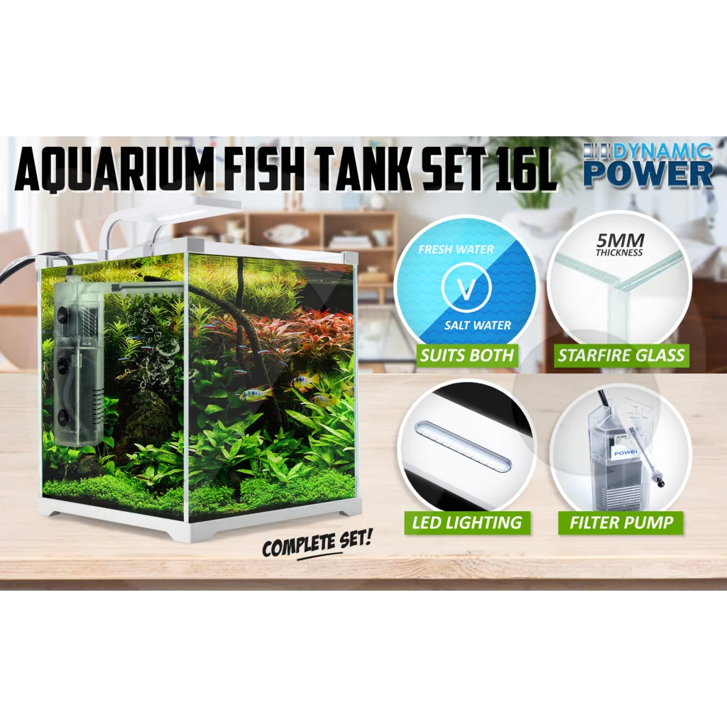 Aquarium Fish Tank 16L Starfire Glass - Dynamic Power