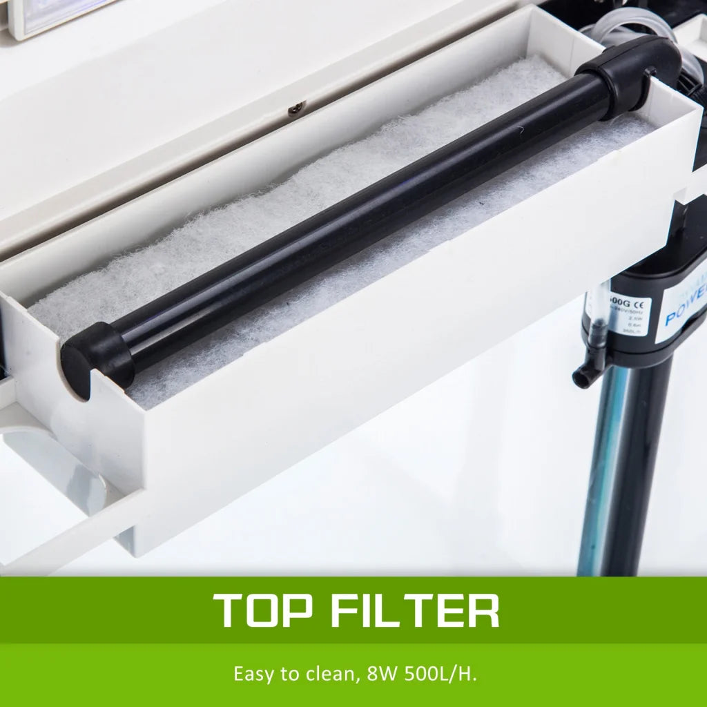 Aquarium Fish Tank 52L Curved Glass RGB LED - Dynamic Power