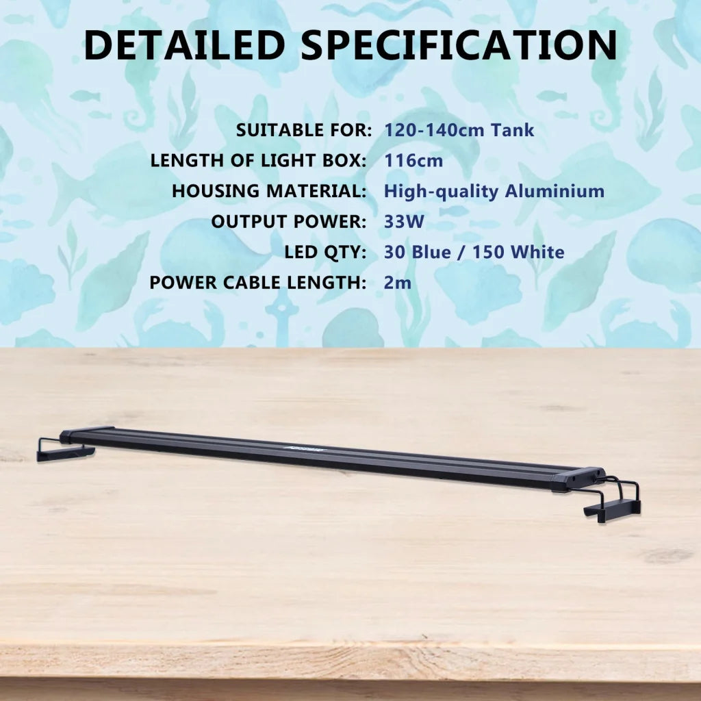 Aquarium LED Light for Tank 95-115cm - 2 Set 27W Blue White