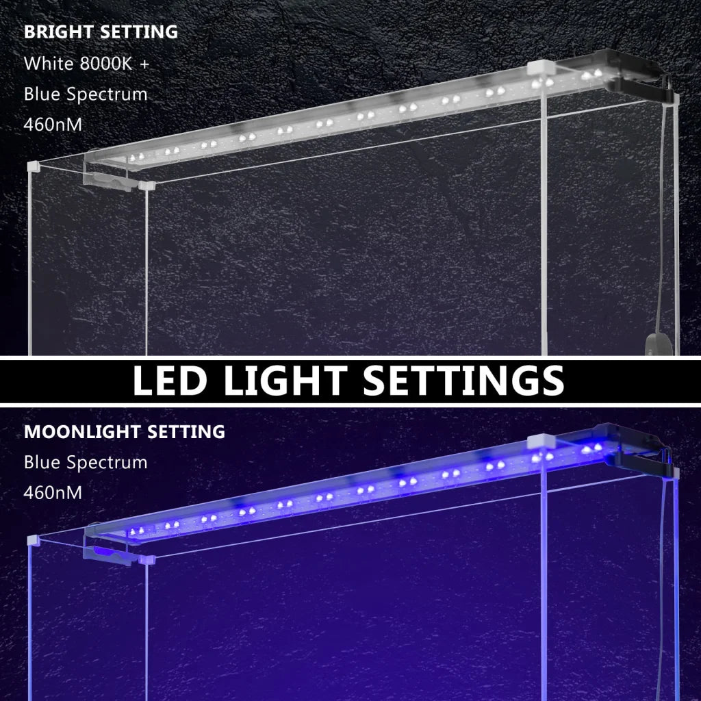 Aquarium LED Light for Tank 95-115cm - 2 Set 27W Blue White